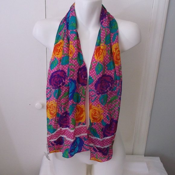 Liz Claiborne Accessories - NWT Liz Claiborne Pink Floral Silk Neck Scarf